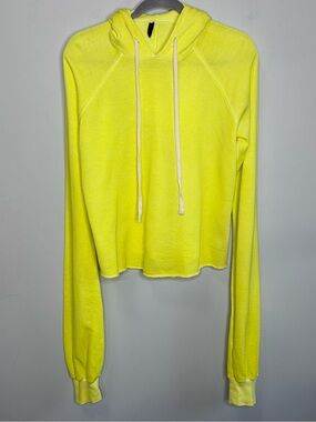 Unravel Project Women’s Neon Yellow Black Side Stripes Pullover Hoodie